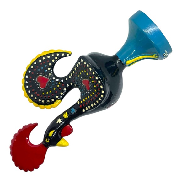 Vtg Hand Painted Traditional Portuguese Metal Rooster Of Barcelos Good Luck 8.5” - Picture 6 of 12